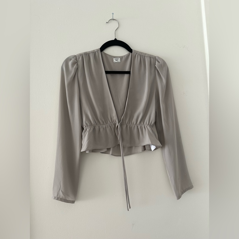 ARITZIA DRESSY GREY LOMG SLEEVE CROP TOP - MINT CONDITION